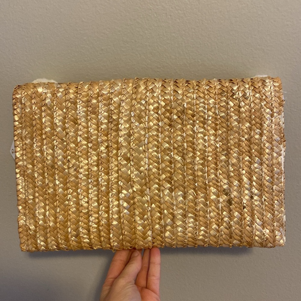 Shiraleah Straw Clutch with White Poms - Picture 2 of 3